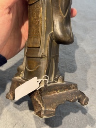 A Chinese bronze figure of an official, Ming