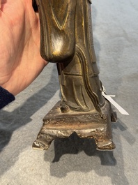 A Chinese bronze figure of an official, Ming