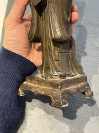 A Chinese bronze figure of an official, Ming