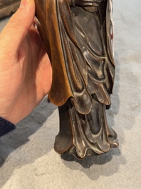 A Chinese bronze Guanyin holding a ruyi, 17/18th C.