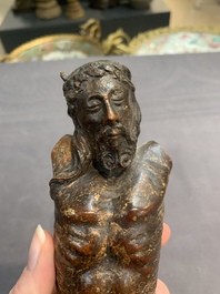 Two carved wooden Corpi Christi and a figure of a monk, Spain and Goa, 16th C.