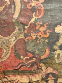 A fine Sino-Tibetan 'Mahakala' thangka, 19th C.