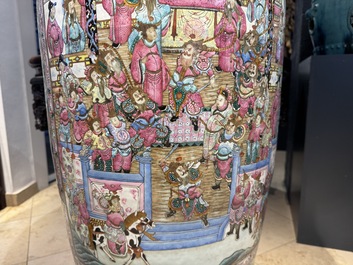 A massive Chinese Canton famille rose 'Romance of the Three Kingdoms' vase, 19th C.