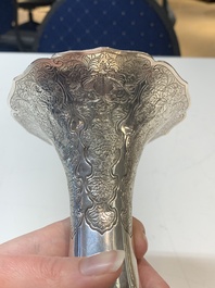 A Japanese silver 'dragon' vase, signed Mitsuhisa, Meiji, 19th C.