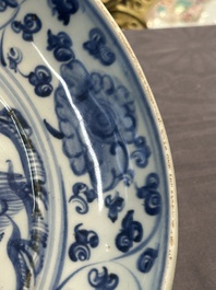 Three Chinese blue and white dishes, Ming