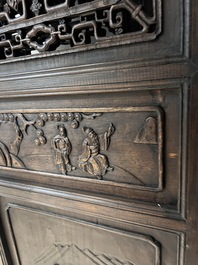 Four Chinese carved and openworked wooden doors, early 20th C.