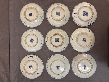 An impressive collection of 50 Chinese Dehua blue and white wares, 19th C.