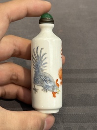 Five Chinese famille rose snuff bottles, Qianlong mark, 19/20th C.