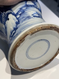 A Chinese blue and white 'landscape' 'yenyen' vase, Kangxi