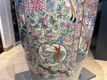 A massive Chinese Canton famille rose 'Romance of the Three Kingdoms' vase, 19th C.