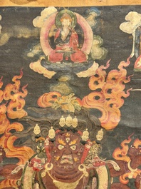 A fine Sino-Tibetan 'Mahakala' thangka, 19th C.