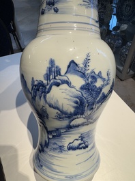 A Chinese blue and white 'landscape' 'yenyen' vase, Kangxi