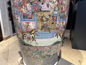 A massive Chinese Canton famille rose 'Romance of the Three Kingdoms' vase, 19th C.