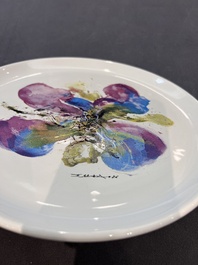 Zao Wou Ki 趙無極 (1920-2013): 'Orchid' plate, dated 1986