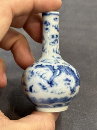 Seven Chinese miniature blue and white vases, Kangxi and later