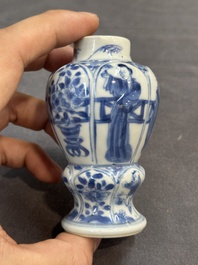Seven Chinese miniature blue and white vases, Kangxi and later