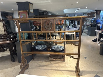 Two Chinese hardwood clothing racks, 19th C.