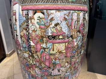 A massive Chinese Canton famille rose 'Romance of the Three Kingdoms' vase, 19th C.