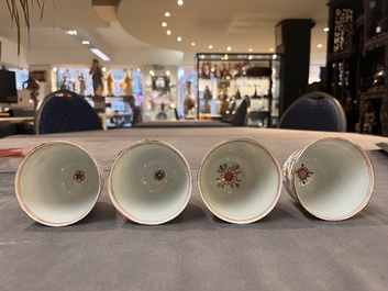 A set of 12 Chinese famille verte cups and saucers with floral design, Kangxi