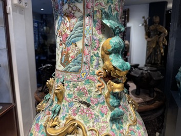 A massive Chinese Canton famille rose 'Romance of the Three Kingdoms' vase, 19th C.