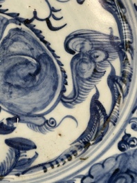 Three Chinese blue and white dishes, Ming