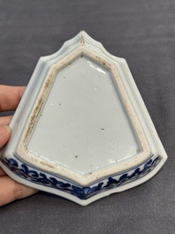 A fine Chinese blue and white sweetmeat set with figural design, Kangxi