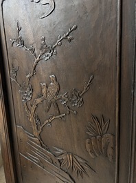 Four Chinese carved and openworked wooden doors, early 20th C.