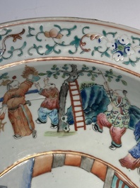 A Chinese famille rose 'ladies and playing boys' basin, 19th C.