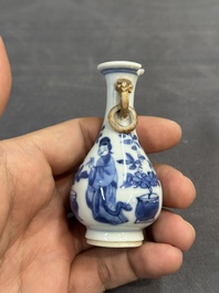 Five Chinese blue and white 'Long Eliza' miniature vases, Kangxi