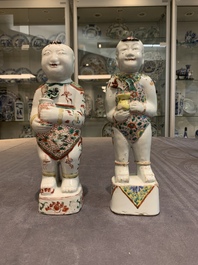 Five Chinese famille rose and verte wares, Kangxi/Qianlong
