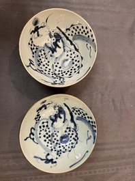 An impressive collection of 50 Chinese Dehua blue and white wares, 19th C.