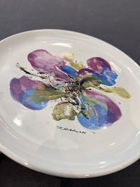 Zao Wou Ki 趙無極 (1920-2013): 'Orchid' plate, dated 1986