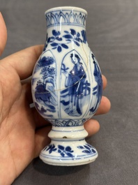 Seven Chinese miniature blue and white vases, Kangxi and later