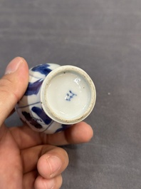 Five Chinese blue and white 'Long Eliza' miniature vases, Kangxi