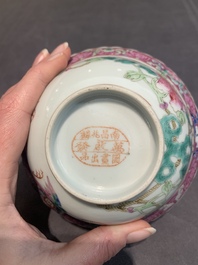 Six Chinese famille rose 'phoenix and peony' bowls and plates for the Straits or Peranakan market, Republic