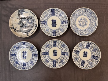 An impressive collection of 50 Chinese Dehua blue and white wares, 19th C.