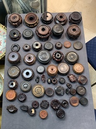 A large collection of 103 Chinese wooden stands, covers and other wood works, 19/20th C.