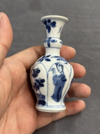 Five Chinese blue and white 'Long Eliza' miniature vases, Kangxi