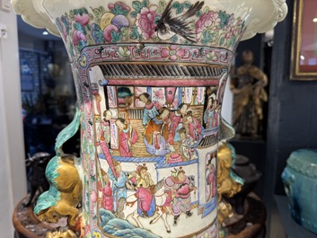 A massive Chinese Canton famille rose 'Romance of the Three Kingdoms' vase, 19th C.