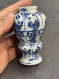 Seven Chinese miniature blue and white vases, Kangxi and later