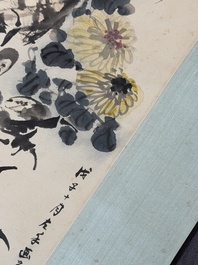 Zhang Daqian 張大千 (1898-1983): 'Crab and chrysanthemum', ink and colour on paper, dated 1948