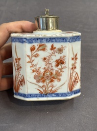 Ten Chinese Imari-style, blue and white tea caddies, Kangxi/Yongzheng