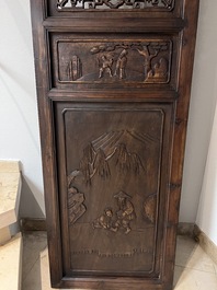 Four Chinese carved and openworked wooden doors, early 20th C.