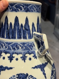 A Chinese blue and white 'hu' vase with phoenixes, Qianlong