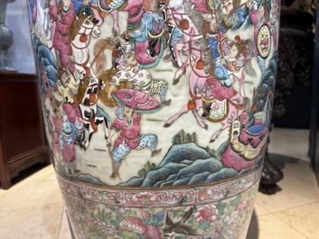 A massive Chinese Canton famille rose 'Romance of the Three Kingdoms' vase, 19th C.