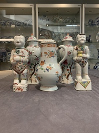 Five Chinese famille rose and verte wares, Kangxi/Qianlong