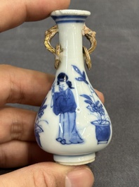 Five Chinese blue and white 'Long Eliza' miniature vases, Kangxi