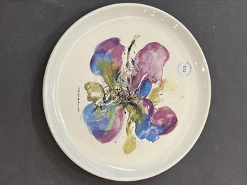 Zao Wou Ki 趙無極 (1920-2013): 'Orchid' plate, dated 1986