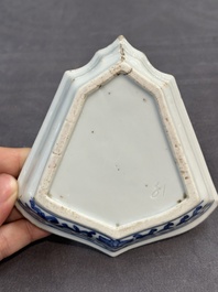 A fine Chinese blue and white sweetmeat set with figural design, Kangxi