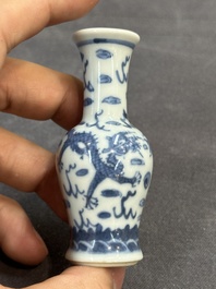 Seven Chinese miniature blue and white vases, Kangxi and later